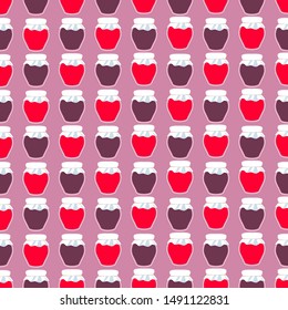 Jam jars vector seamless pattern