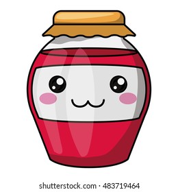 Jam with kawaii face icon. Cute cartoon and character theme. Isolated design. Vector illustration