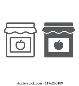 Jam line and glyph icon, jar and container, glass sign, vector graphics, a linear pattern on a white background, eps 10.