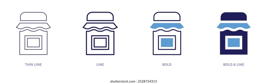Jam lover icon in 4 different styles. Thin Line, Line, Bold, and Bold Line. Duotone style. Editable stroke.
