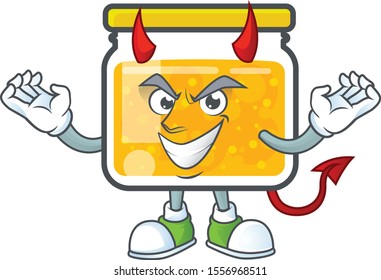Jam with mascot devil on white background