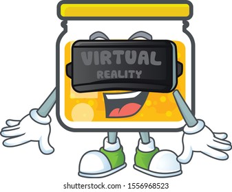 Jam with mascot virtual reality on white background