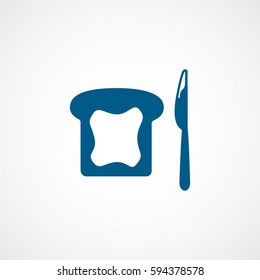 Jam On Bread And Knife Blue Flat Icon On White Background