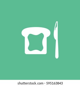 Jam On Bread And Knife Flat Icon On Green Background