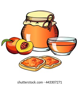 Jam of peaches. Vector
