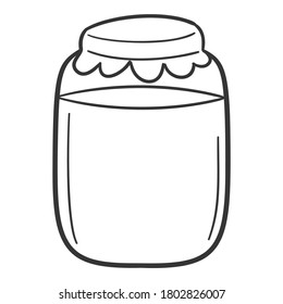 Jam Pot Autumn Traditional Doodle. Icons Sketch Hand Made. Design Vector Line Art.