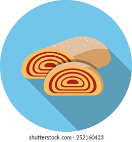  Jam Roll Cakes.Vector Flat Illustration