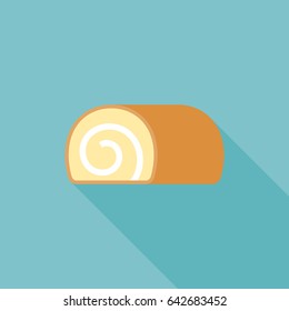 jam roll icon, flat design vector with long shadow