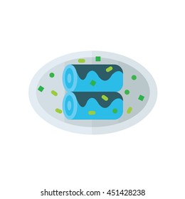 Jam Roll icon on dish  blue tone color