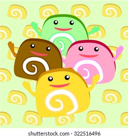 jam roll sweet cute cake cartoon