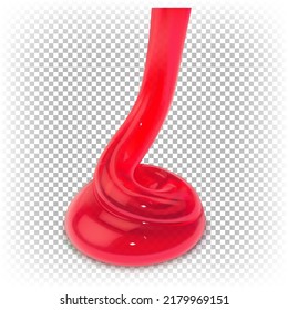 Mermelada, salsa, gelatina de color rojo transparente aislada en un fondo blanco. Vector 3d ilustración realista de la comida, postre.