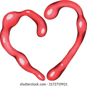 Jam spots in the shape of a heart. Vector illustration. Isolated on a white background. For your design cookbooks, recipes, kitchen accessories.