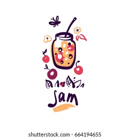 Jam vector logo. Sketch element design logo for small business with homemade jam.