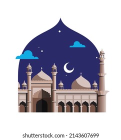 Jama Masjid in Delhi, berühmtes Denkmal von Indien. bunter, abstrakte Vektorgrafik