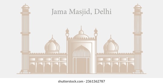 Jama Masjid, Delhi vector illustration on white isolated 