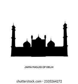 Jama Masjid silhouette in black color. Jama Masjid delhi black icon.