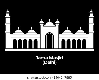 jama mosque masjid Masjid-i-Jehan-Numa india heritage ancient holy sacred prayer place islam architecture design icon illustration