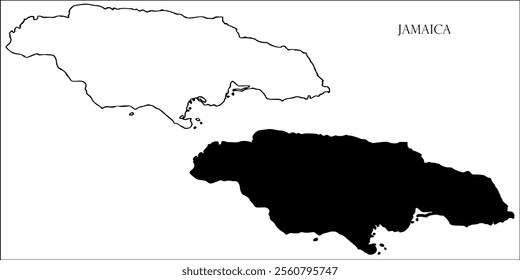 Jamaica Blank Map, Jamaica Map Outline Vector Images