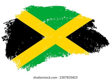Jamaica brush stroke flag vector background. Hand drawn grunge style Jamaican painted isolated banner.
