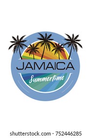jamaica circle design summer palm tree colorful