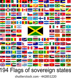 Jamaica, collection of vector images of flags of the world