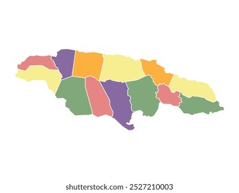 jamaica colored map with regions isolated on white background. Map of jamaica. Vector illustration