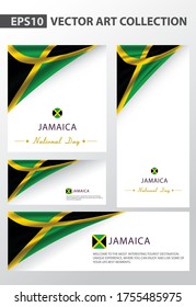 JAMAICA Colors Background Collection,JAMAICAN National Flag (Vector Art)
