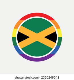 Jamaica country flag circle - lgbt flag graphic element Illustration template design
