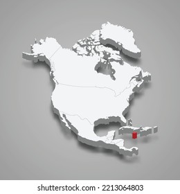 Jamaica country location within North America. 3d isometric map
