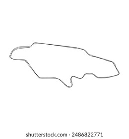 Jamaica country simplified map.Thin triple pencil sketch outline isolated on white background. Simple vector icon