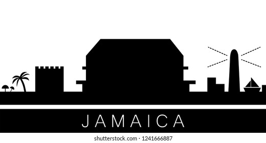 Jamaica detailed skyline. Vector postcard illustration