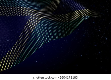 Jamaica digital flag made of dots, waving over a starry dark background