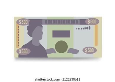 Jamaica Dollar Vector Illustration. Jamaican money set bundle banknotes. Paper money 500 JMD. Flat style. Vector illustration.