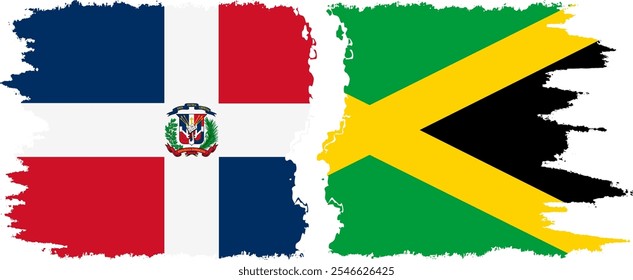 Jamaica and Dominican Republic grunge flags connection, vector