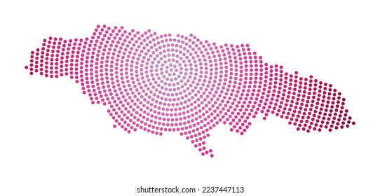 Mapa de puntos de Jamaica. Forma de estilo digital de Jamaica. Icono tecnológico del país con puntos degradados. Magnífica ilustración vectorial.