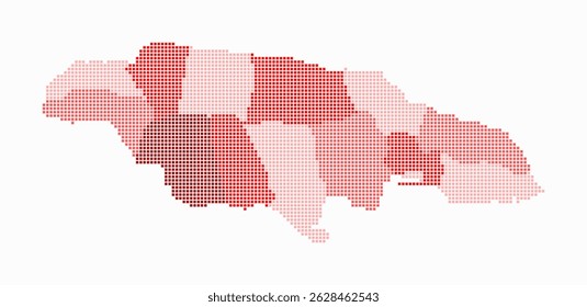 Jamaica dotted map. Digital style map of the country on white background. Jamaica shape with square dots. Colored dots style. Small size squares. Abstract vector illustration.