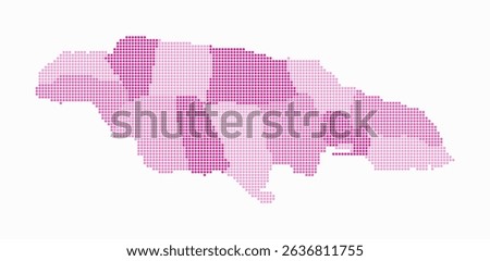 Jamaica dotted map. Digital style map of the country on white background. Jamaica shape with circle dots. Colored dots style. Small size circles. Amazing vector illustration.