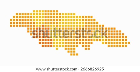 Jamaica dotted map. Digital style map of the country on white background. Jamaica shape with square dots. Colored dots style. Large size squares. Artistic vector illustration.
