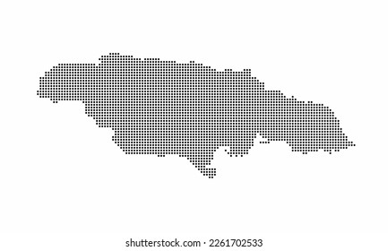 Jamaica dotted map with grunge texture in dot style. Abstract vector illustration of a country map with halftone effect for infographic. 