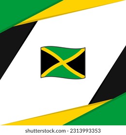 Jamaica Flag Abstract Background Design Template. Jamaica Independence Day Banner Social Media Post. Jamaica