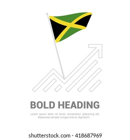 Jamaica Flag with analytics graph up, Bold heading and place for text template