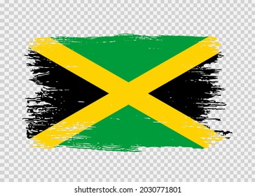 Jamaica flag with brush paint textured isolated  on png or transparent background,Symbol of Jamaica,template for banner,promote, design,vector,top gold medal winner sport country