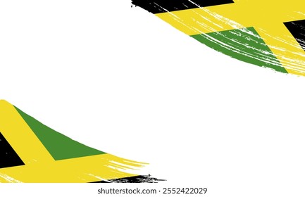 Jamaica Flag with Brush Stroke Effect, Grunge brush stroke. Watercolor painting flag design.
