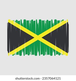 Jamaica flag with brush stroke vector Illustration