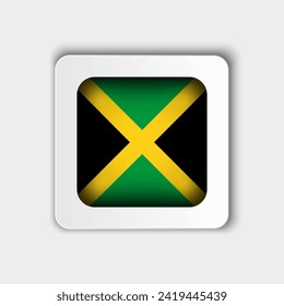 Jamaica Flag Button Flat Design
