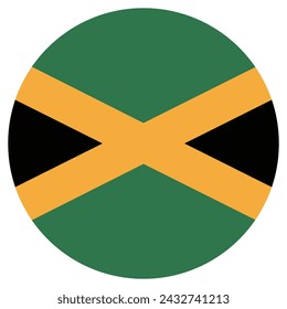 Jamaica flag. Button flag icon. Standard color. Circle icon flag. 3d illustration. Computer illustration. Digital illustration. Vector illustration.
