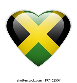 Jamaica flag button on a white background. Vector illustration.