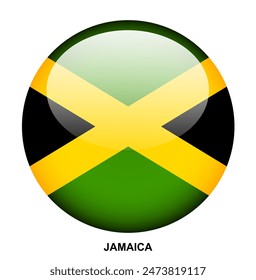 Botón de la bandera de JAMAICA sobre fondo blanco