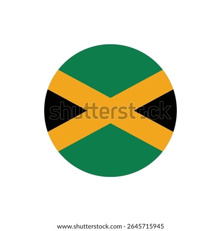 Jamaica Flag Button, Round Jamaica flag icon, Jamaica flag badge Vector.