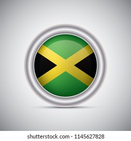 Jamaica flag button style. Vector image